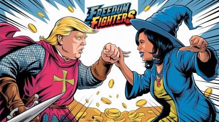 InfoCryptofr FreeDum Fighters Lève 200K$ en 4 Jours Cosplay Trump en Vedette