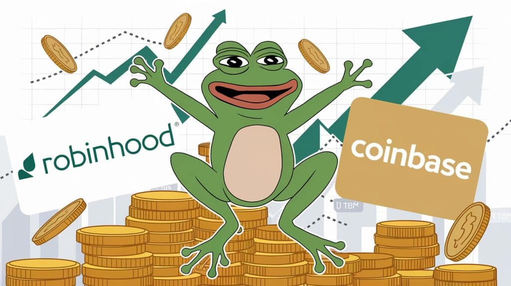 InfoCryptofr Pepe the Frog PEPE Explose sur Robinhood et Coinbase