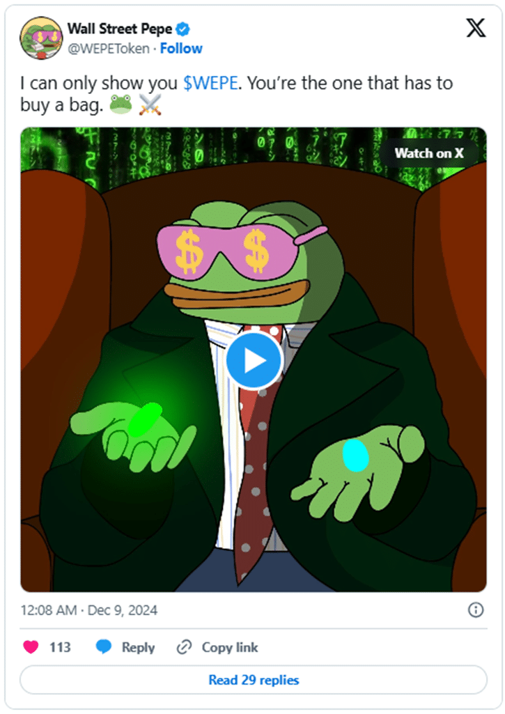 InfoCryptofr   Wall Street Pepe $WEPE  La nouvelle sensation crypto qui lève 32M$ en 7 jours  Le phénomène presale de 2024 