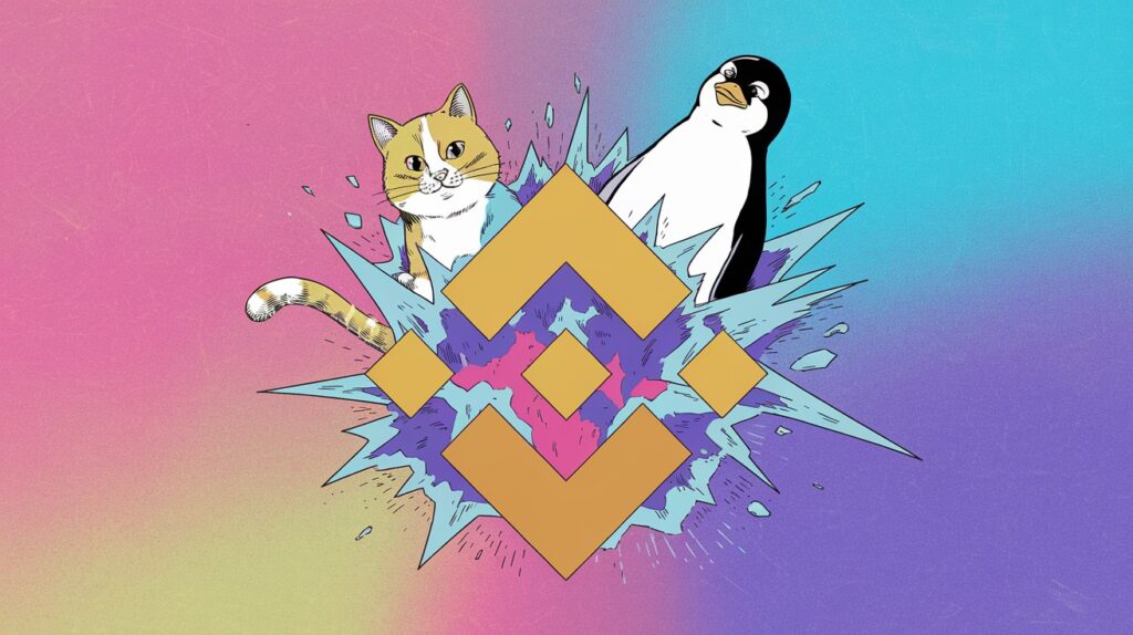 InfoCryptofr   Memecoins  Binance Mise Sur Les Jetons CAT et PENGU Pour Booster Ses Volumes