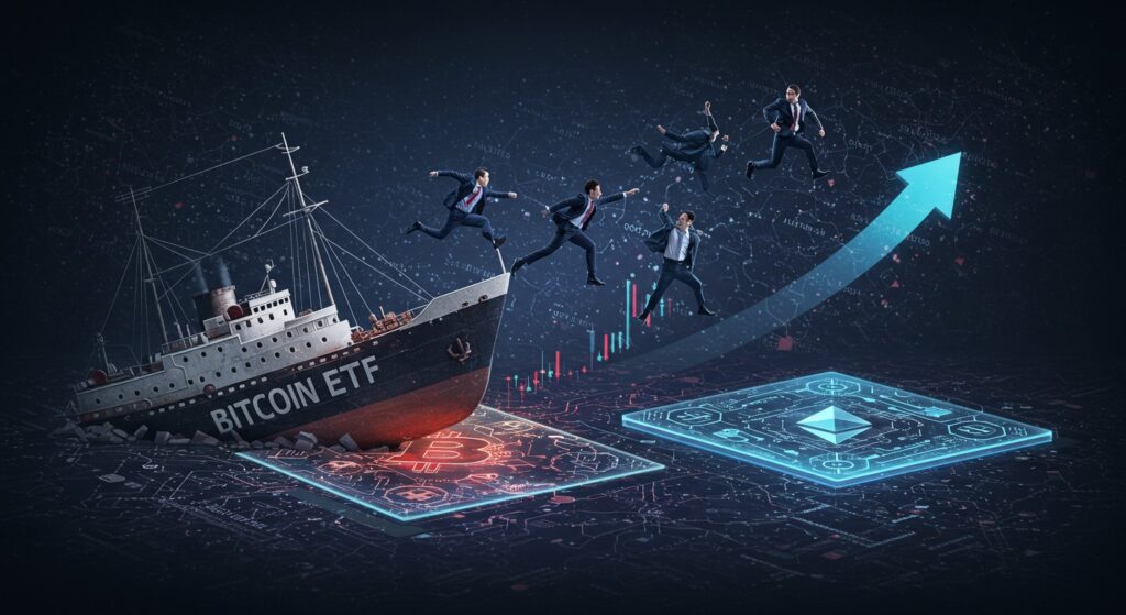InfoCryptofr   ETF Bitcoin en Déclin Ethereum Attire les Capitaux