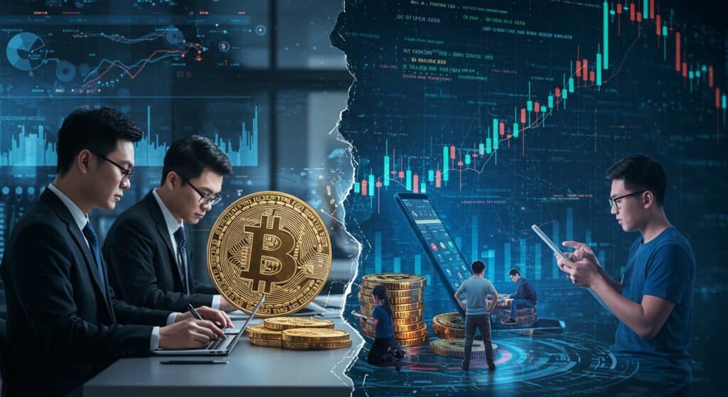 InfoCryptofr   Split Crypto 2025  Institutions vs Retail