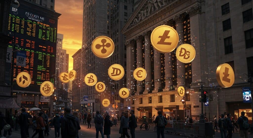 InfoCryptofr   ETF Cryptos  XRP SOL DOGE LTC en Octobre 