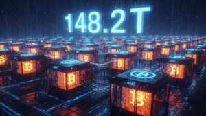 Difficulté Bitcoin à 148,2 Trillions Fin 2025 - InfoCrypto.fr InfoCryptofr Difficulté Bitcoin à 1482 Trillions Fin 2025