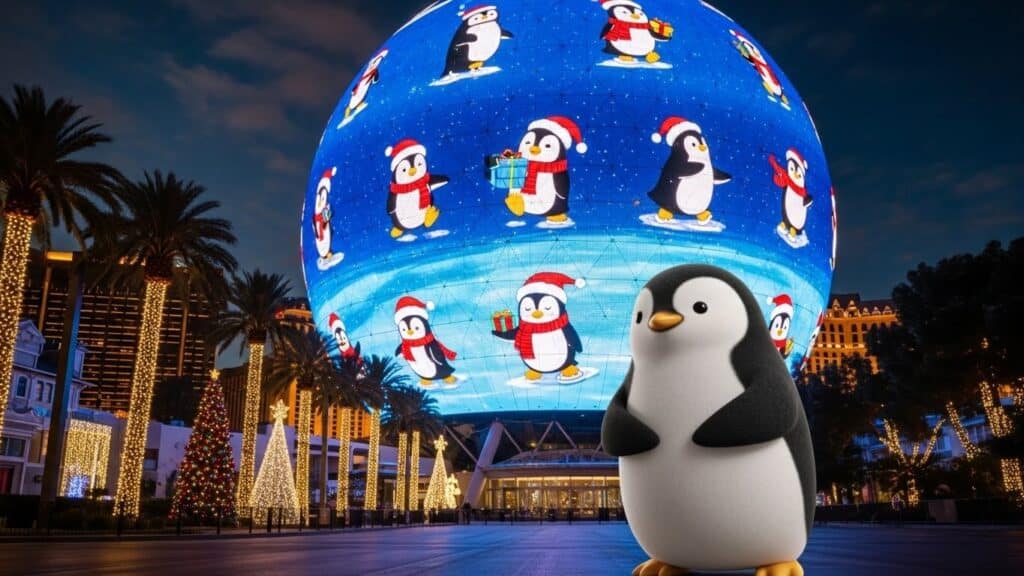 InfoCryptofr   PENGU Explose sur la Sphere de Las Vegas