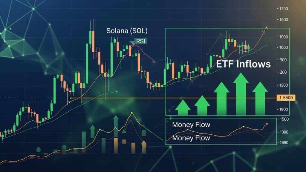 InfoCryptofr   Solana Prix Haussier RSI ETF Inflows Support Clé