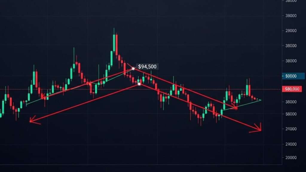 InfoCryptofr   Bitcoin en Drapeau Baissier  Risque à la Baisse