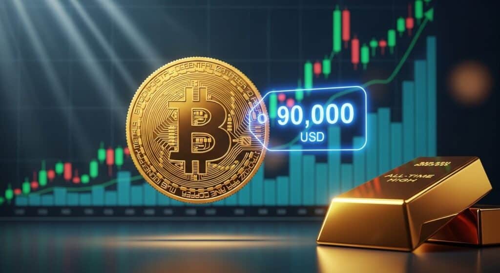 Bitcoin proche de 90 000 $ malgré records de l’or - InfoCrypto.fr InfoCryptofr Bitcoin proche de 90 000 $ malgré records de lor