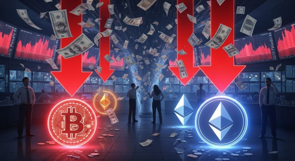 ETF Bitcoin Ethereum : Sorties Massives de 974 M$ - InfoCrypto.fr InfoCryptofr ETF Bitcoin Ethereum Sorties Massives de 974 M$