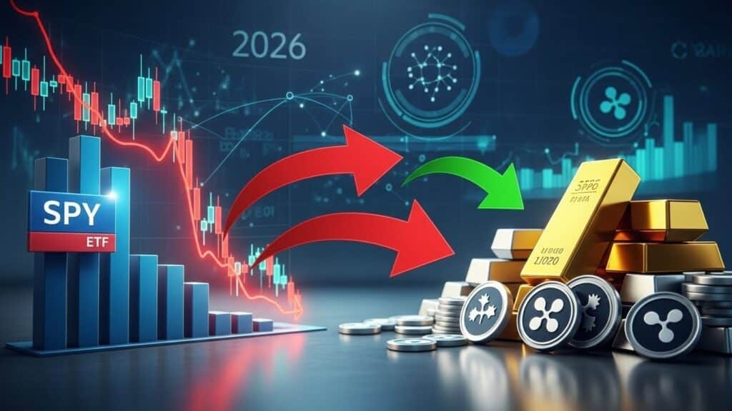 InfoCryptofr   Flux ETF 2026  SPY saigne or et XRP explosent