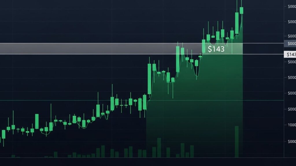 InfoCryptofr   Solana Construit un Volume Haussier Sous 143$