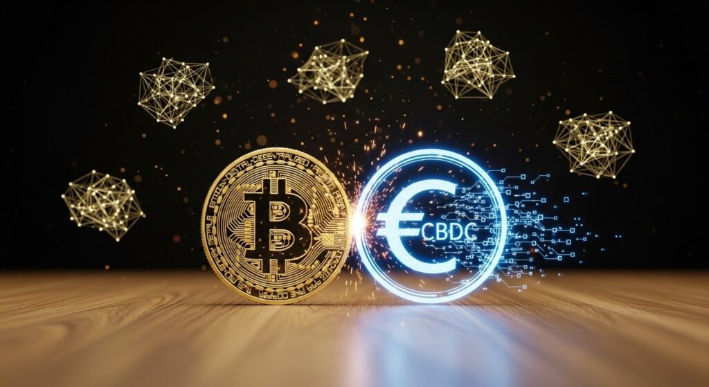 Tokenisation : Bitcoin vs CBDC à Davos 2026 - InfoCrypto.fr InfoCryptofr Tokenisation Bitcoin vs CBDC à Davos 2026