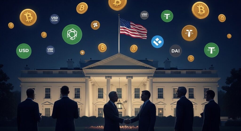 Bitcoin attend un accord législatif majeur après sommet Maison-Blanche - InfoCrypto.fr InfoCryptofr Bitcoin attend un accord législatif majeur après sommet Maison Blanche