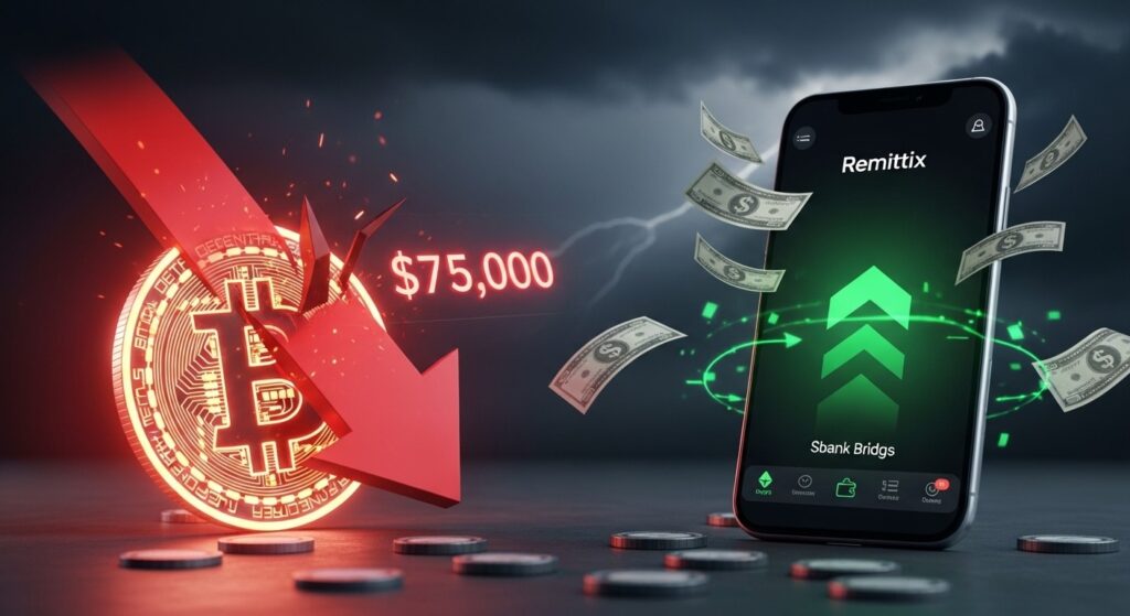 InfoCryptofr   Bitcoin Chute Sous 75 000 $  Remittix Explose