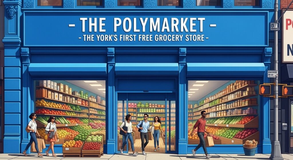 InfoCryptofr   Polymarket Ouvre un Supermarché Gratuit à New York