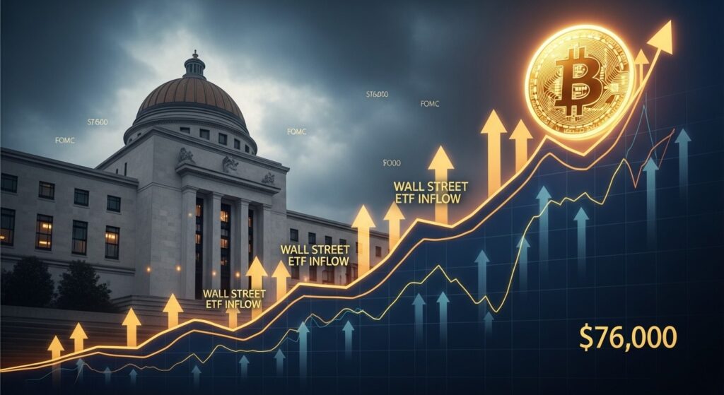 InfoCryptofr   Bitcoin à 76 000 $ Avant le FOMC et Flux ETF