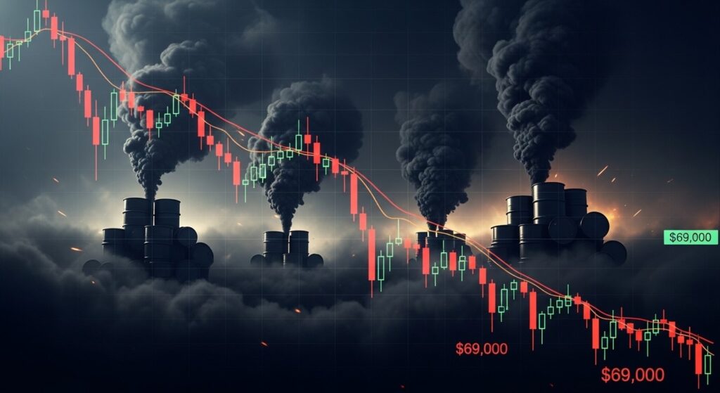 InfoCryptofr   Bitcoin Hésite Sous 69000 $ Face aux Tensions Géopolitiques