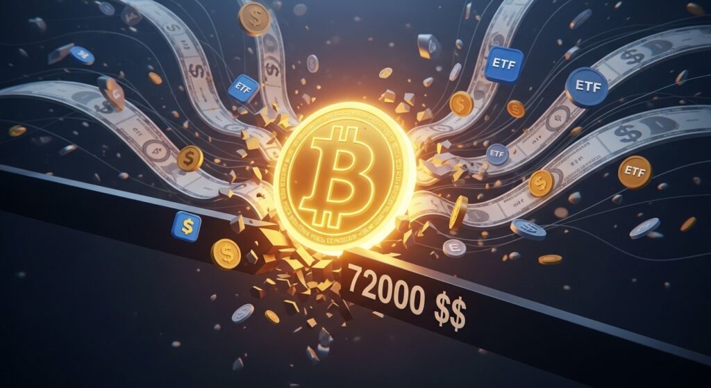 InfoCryptofr   Bitcoin Rebondit à 72 000 $  ETF et Short Covering