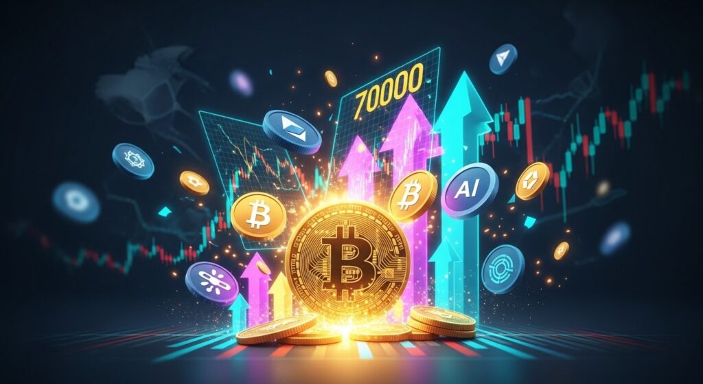 InfoCryptofr   Bitcoin Repasse 70 000 Dollars Altcoins En Forte Hausse