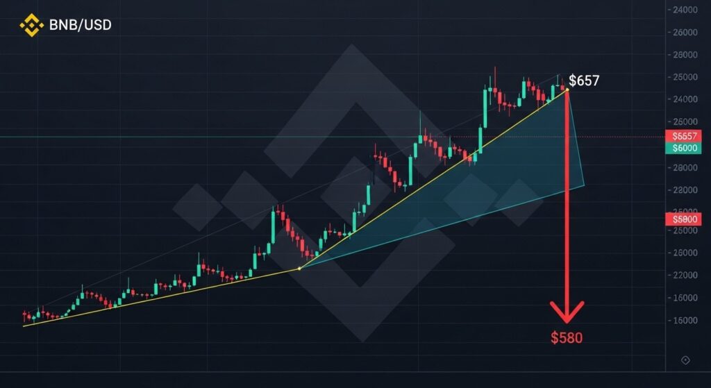 InfoCryptofr   BNB en Coinçant dans un Coin Haussier à 580$ 