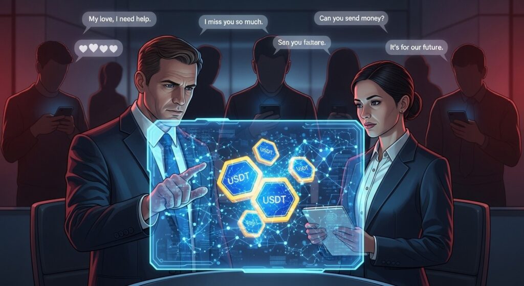 InfoCryptofr   DOJ vise 327 000 $ USDT saisis dans arnaque romance