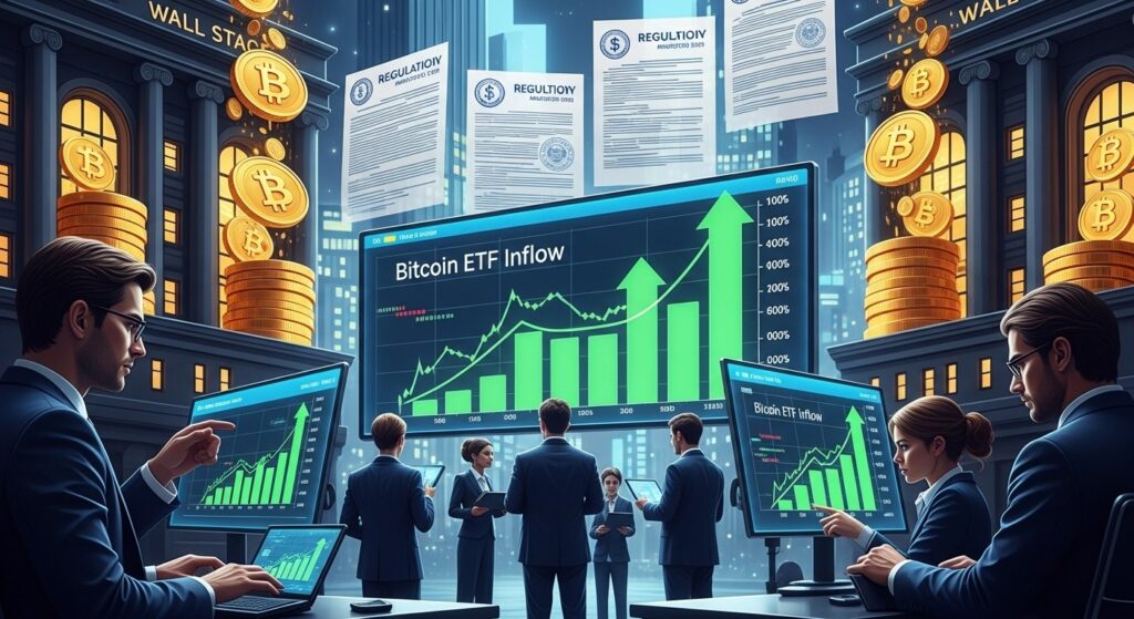 InfoCryptofr   ETF Bitcoin  Achats Institutionnels en Forte Hausse