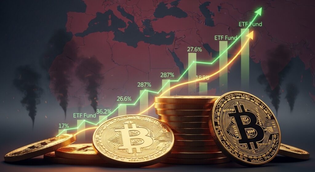 InfoCryptofr   ETF Bitcoin Captent 619 M$ Malgré Conflit Iran