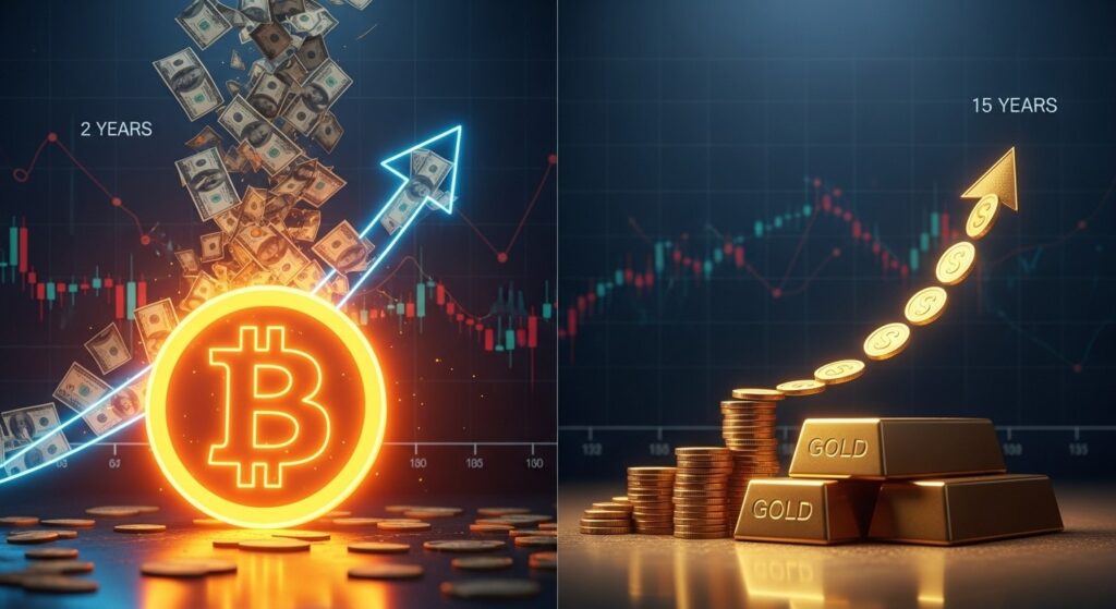 InfoCryptofr   ETF Bitcoin vs ETF Or  Flux Cumulés Comparés