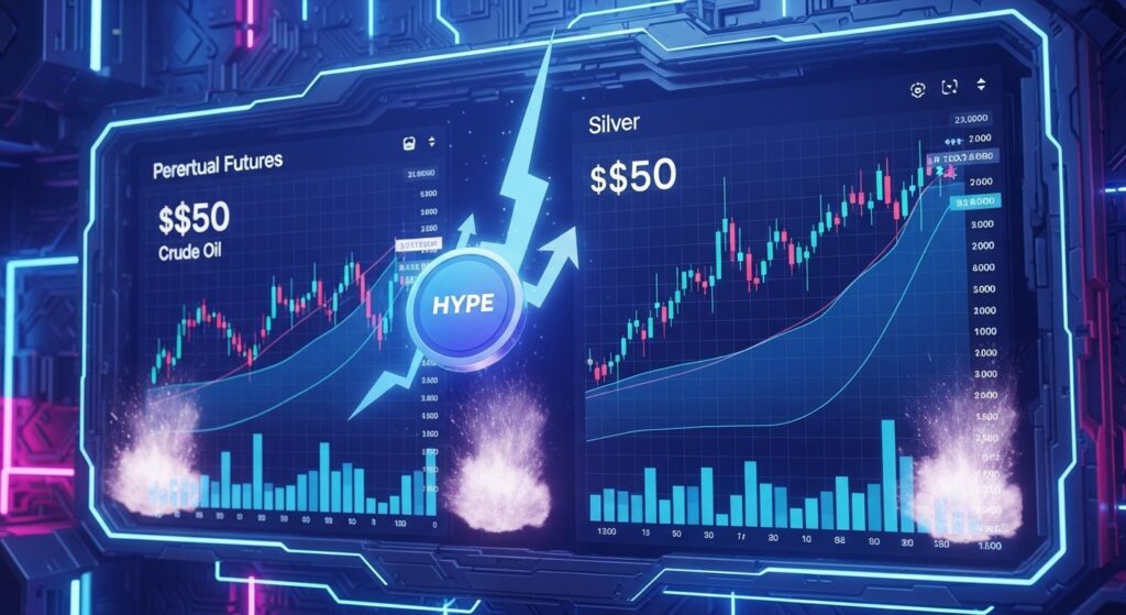 InfoCryptofr   Hyperliquid vers 50 $  Volume record des perps commodities