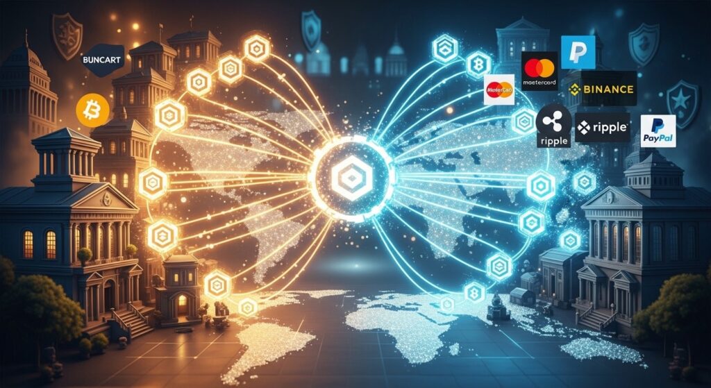 InfoCryptofr   Mastercard Binance Ripple PayPal  LAlliance Blockchain