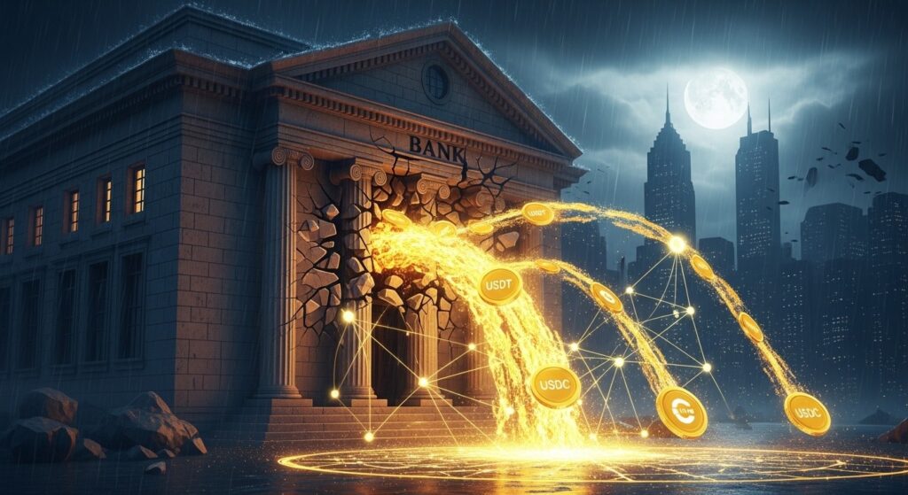 Stablecoins Menacent les Banques : Alerte de 314 Milliards - InfoCrypto.fr InfoCryptofr Stablecoins Menacent les Banques Alerte de 314 Milliards