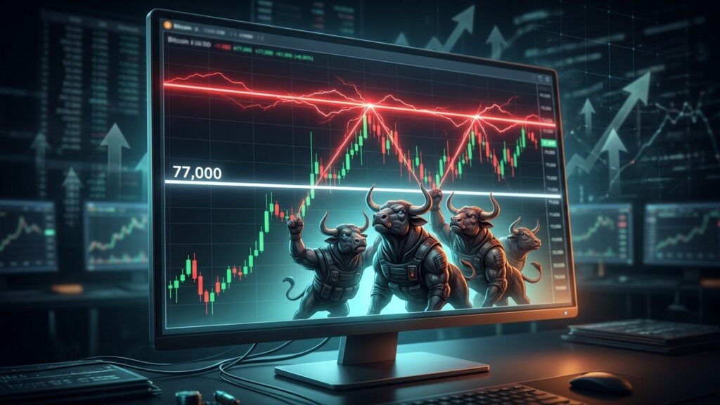 Bitcoin À 77 000 $ : Résistance Sous Tension Explosive