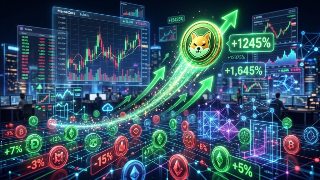 Top 100 Cryptos Mitigés : MemeCore Bondit de 9,45%