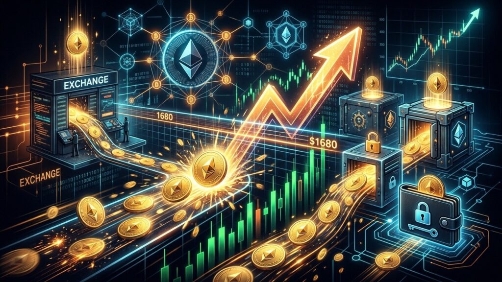 Ethereum Atteint 1680 Dollars Avec Réserves Exchanges au Plus Bas