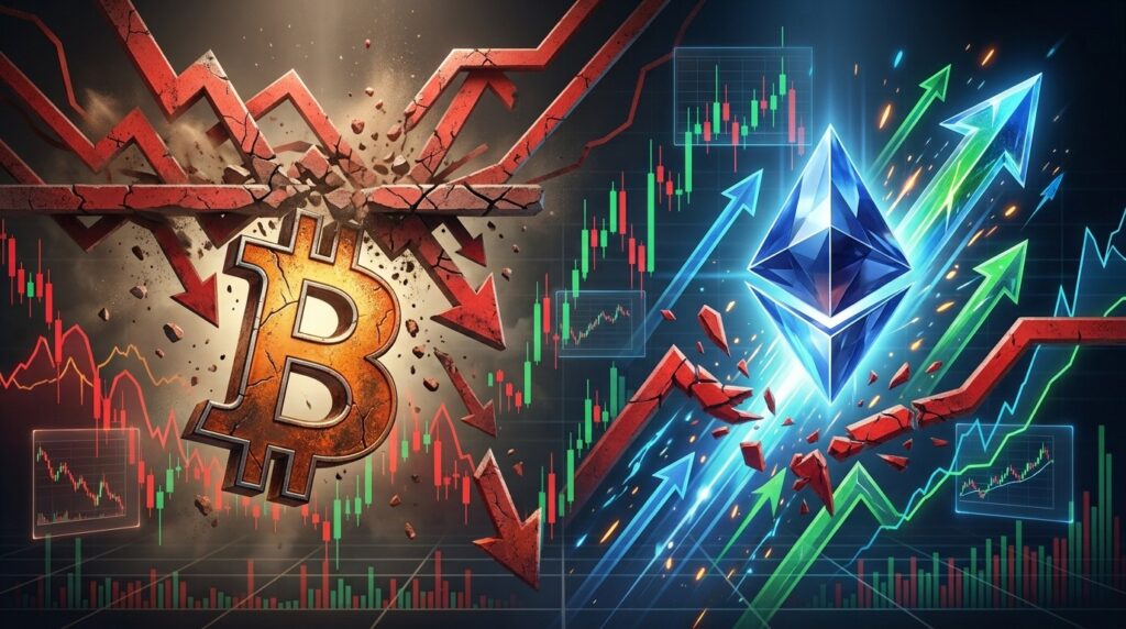 Bitcoin Sous Tension, Ethereum Prêt À Exploser