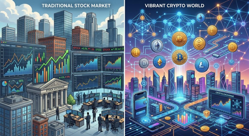 Stocks Vs Crypto : Comparaison pour Investir en 2026