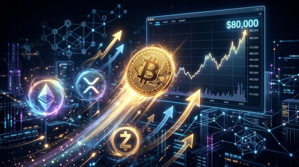 Bitcoin Frôle Les 80 000 Dollars XRP Zcash Ethereum En Hausse