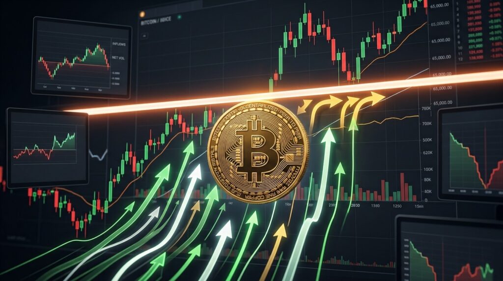 Bitcoin Stagne Sous 65K Malgré Flux ETF Massifs