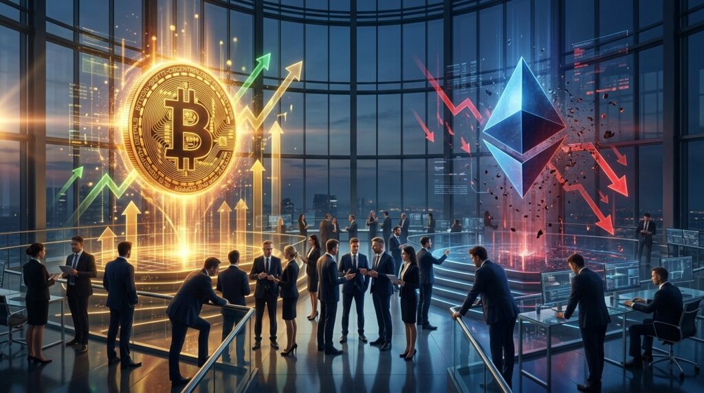 ETF Bitcoin Collecte Record Ethereum Reste Rouge